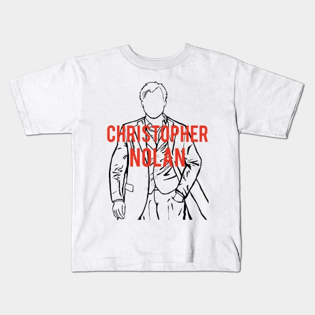 Christopher Nolan Portrait with text Kids T-Shirt by Youre-So-Punny